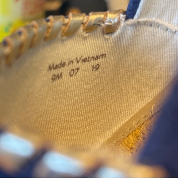 Jack Rogers Blue Palmer Espadrille Wedge Peep toe Summer Resort Shoe Women's 9 - Picture 4 of 9